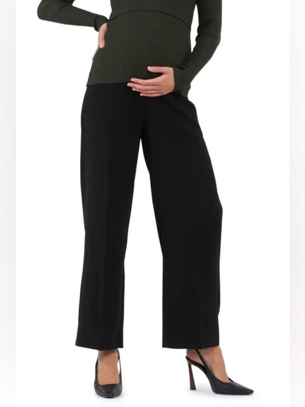 Ripe Maternity Alexa Wide Leg Black Pants Size Medium